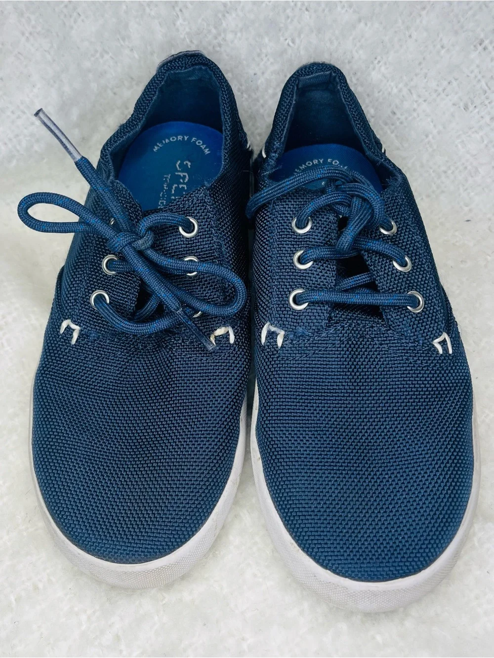 Sperry Boy’s Boat Shoes Navy Knit Lace-Up Size 1M